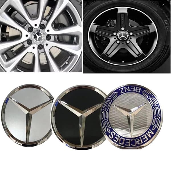 Mercedes-Benz centerkapsel – hjullogo 75 mm, sort Black Svart - 75mm