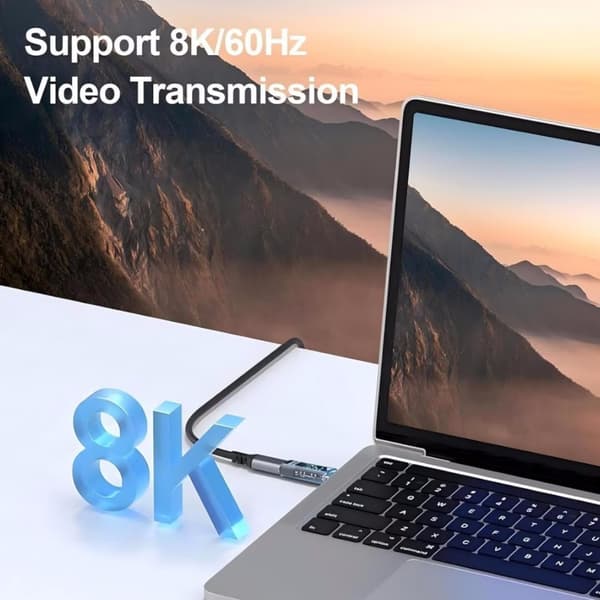 Sæt med 2 adaptere med en maksimal effekt på 140W, med USB-C til USB-C forbindelse og et digitalt display