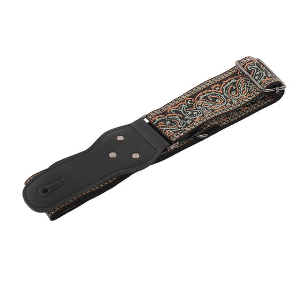 Elektrisk Gitarrrem Justerbar Nylon Broderad Axelrem med Halkfritt Spänne Grön Brun