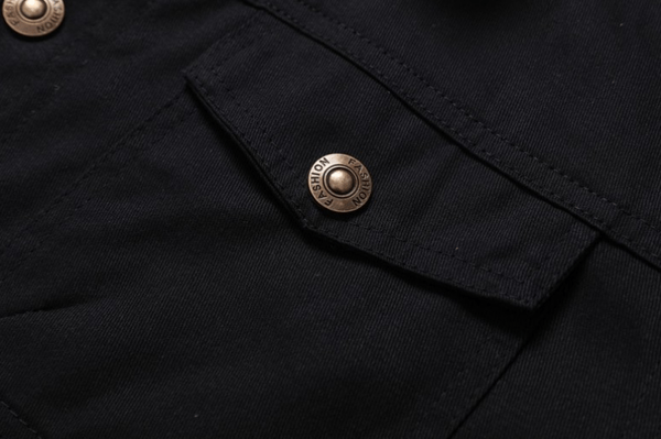 【03】Tjock Vinter Fleecefodrad Cargo Jacka med Krage för Män, svart black black M