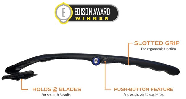 【03】2.0 PLUS - DIY Back Shaver for Men, Ergonomic Handle, Wet or Dry Shaving, Comes with Extra Blades