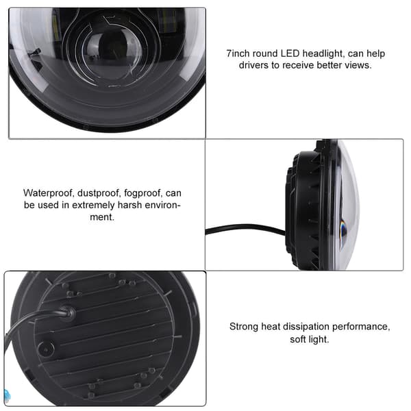 Rund Forlygte LED Halo Lys til Wrangler Motorcykel - 150W 7 tommer