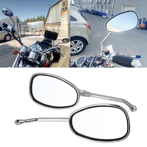2 stk. Sæt Motorcykel Sort l bar & R Bar Retro Sidespejl 10mm
