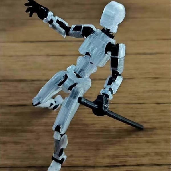 T13 Robot Actionfigur - 3D-printet samleobjekt til sci-fi-fans Transparent white