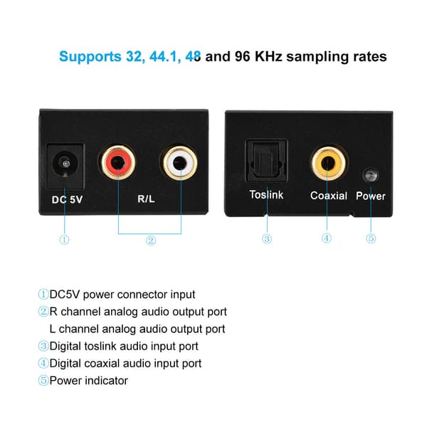 Digital Analog Audio Converter Optisk Fiber til Analog Digital Audio Dekodning
