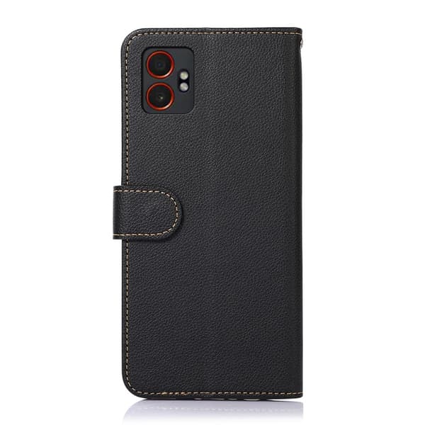 【03】Til Samsung Galaxy XCover7 Pro Etui Pung Etui i PU-læder med Rem Sort Black black