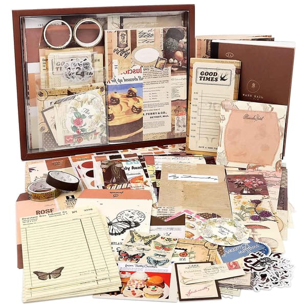 【03】Æstetisk Scrapbooking Kit, Junk Journal Kit med Journaling/Scrapbooking Tilbehør, Gave til Teenager Børn (