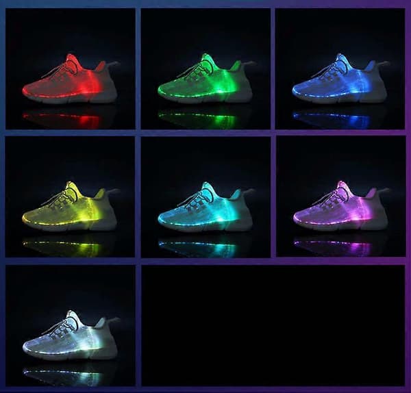【03】LED Sko Fiberoptiske Lysende Sneakers Genopladelige Sort Black 35