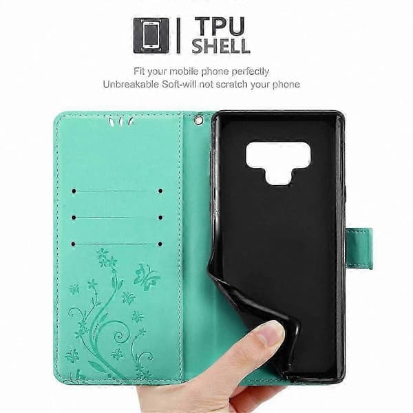 Kukkakuvioinen puhelinkotelo korttipaikalla Galaxy Note 9 -suojakuorelle FLORAL TURQUOISE Galaxy NOTE 9