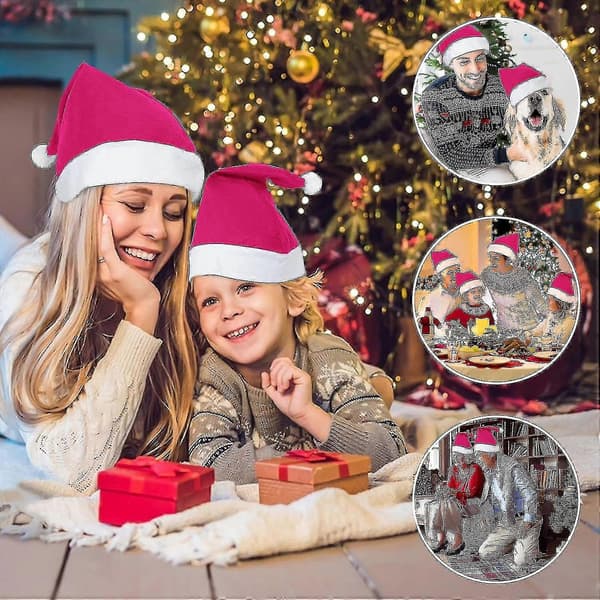 12 st tomtehattar, bekväma tomtehattar vuxen i bulk, röd klassisk tomtehatt för vuxna, julhattar Pink-12pcs