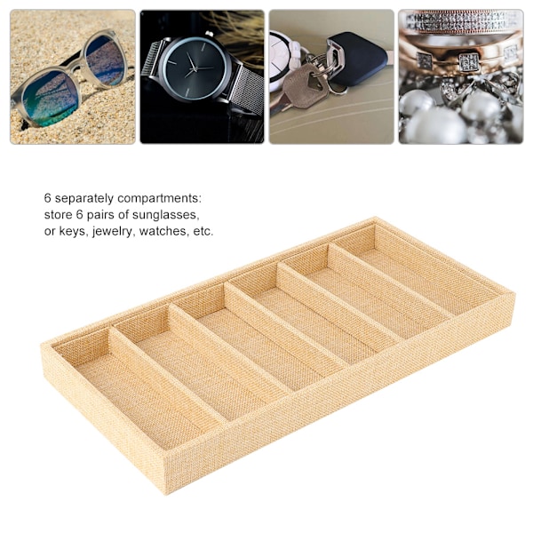 6 rum Solbrille Display Boks Smykke Display Organizer Bakke