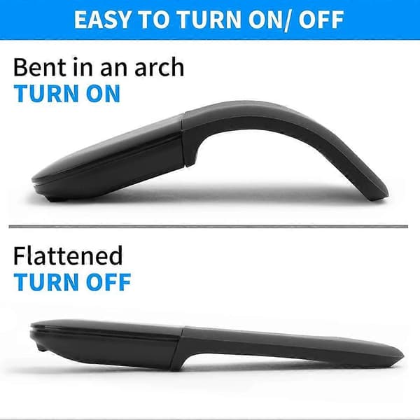 Ultratunn vikbar optisk bågmus 2.4G/Bluetooth trådlös mus Ergonomisk tyst 3D-pekmus Kontor Spel Bluetooth Black Bluetooth