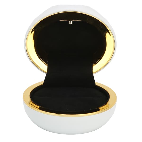 Ringask med LED-ljus Utsökt Elegant Smyckeskrin Presentask för Frieri Förlovning Vit