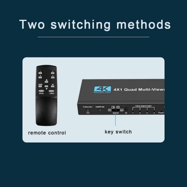 HDMI scaler switch 4 til 1 med Multiviewer 4K30hz HDCP1.4