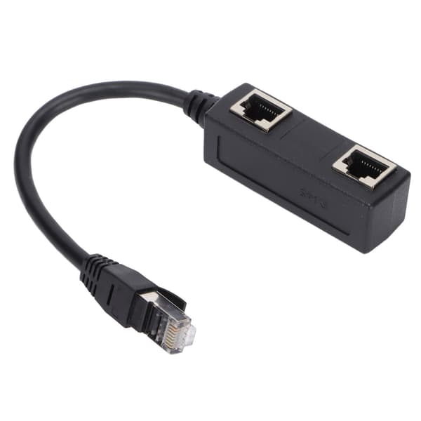 RJ45 Splitter Adapter 1 Han til 2 Hun Port Ethernet-stik til Netværk Hjemmekontor