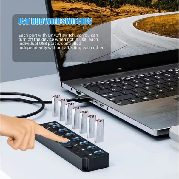 USB 3.0 -keskitin, 7-porttinen USB-datakeskitinjakaja, USB-jatke