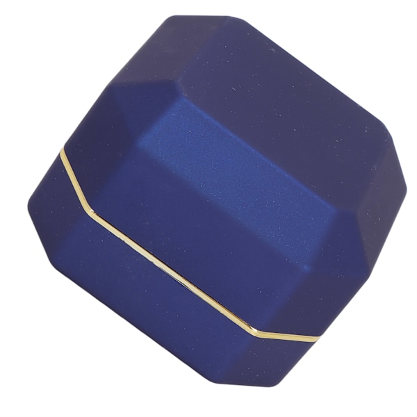 Ring Presentask Elegant Skyddande Liten Smyckesförvaring Displayfodral med Lampa för Frieri Bröllop Blå