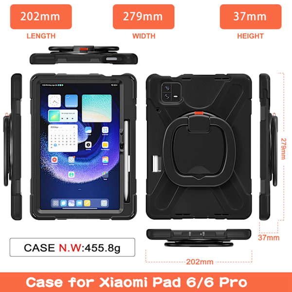 Xiaomi Mi Pad 6 Pro Kestävä Tablettikotelo - Musta