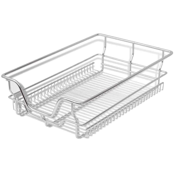 【03】vidaXL Extendable Wire Baskets 2 pcs silver 400 mm Silver Silver silver