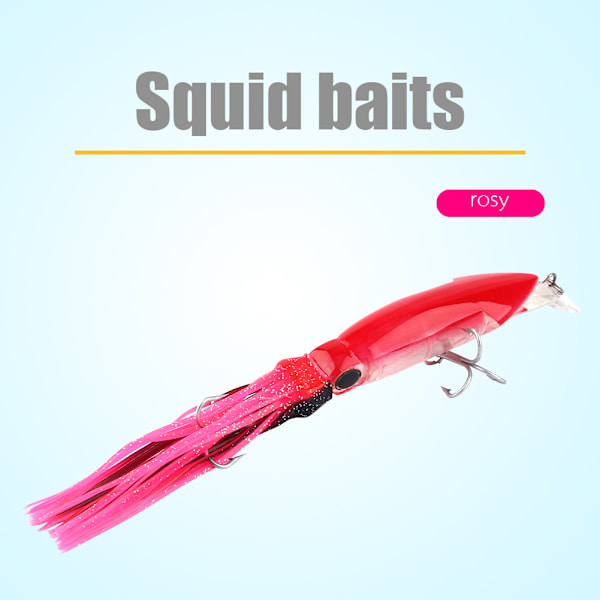 24cm/40g Fiskedrag Bläckfiskdrag Fiskbete Crankbait Utrustning Jigg Trekrok Rosröd