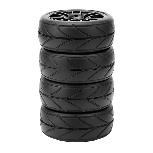 4 stk. Gummi RC Racing Dæk Bil On Road Fælg Passer Til HSP HPI 9068‑6081 1/10