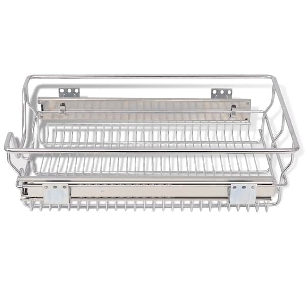 【03】vidaXL Udtrækkelige trådkurve 2 stk. sølv 400 mm Sølv Silver silver