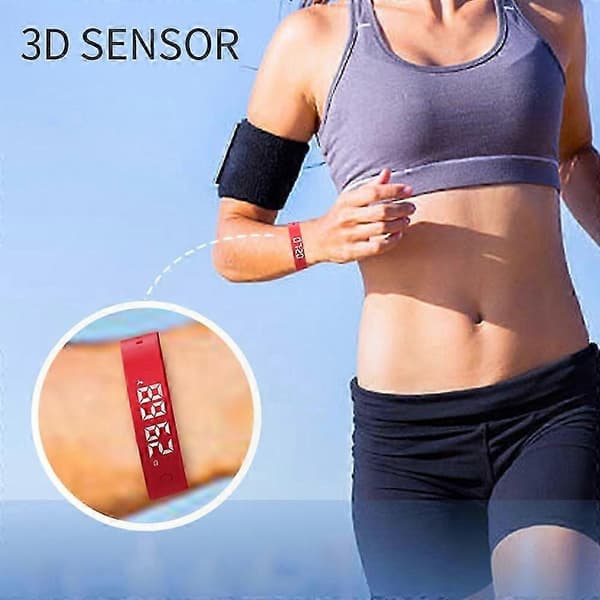 Smart aktivitetsmåler med vibrationsalarm, søvnmonitor, digitalt display, justerbart armbånd - Grøn Sky Blue