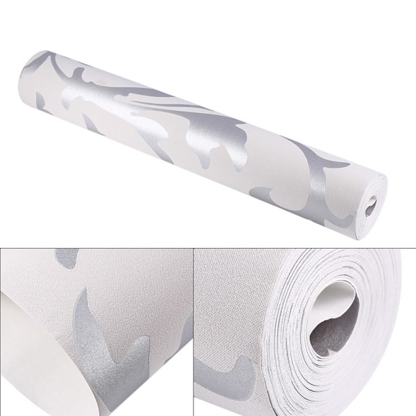 Lyxig Präglad Nonwoven Sovrum 3D Vertikal Tapet Heminredning Silver