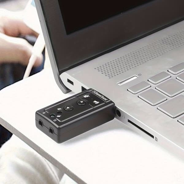 Bærbart USB 2.0 eksternt lydkort til stationære computere og bærbare computere, velegnet til højttalere, hovedtelefoner og mikrofoner