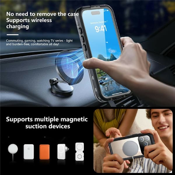 【03】REDPEPPER iPhone 17 Pro -kotelo MagSafe vedenpitävä IP68 musta 116