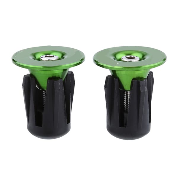 2 stk. Farverige Aluminium Cykel Styr Bar Greb Endepropper Hætter (Grøn)