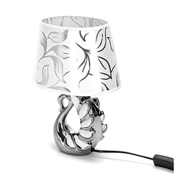Dekorativ keramisk lampe med svane-skulptur, E14 fatning, moderne og elegant stil