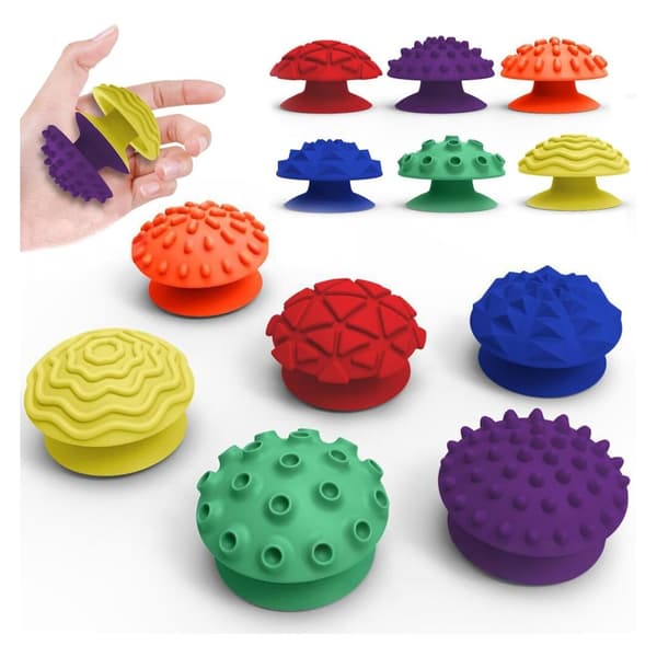 Svamp Sensorisk Fidget Texturerad Sugkopp - Mjuk Sensorisk - 6-pack Lugnande Hörntillbehör Mobiltelefonställ