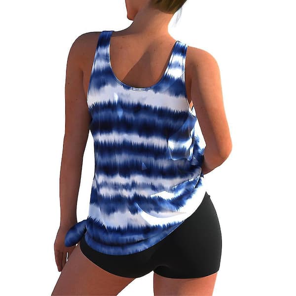 【03】Tankini badedragtsæt med boyshorts - Royal Blue, størrelse 3XL