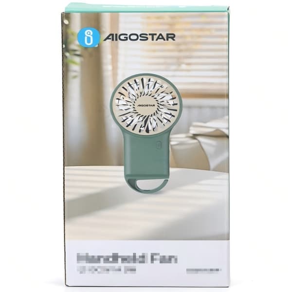 Aigostar Bærbar Miniventilator – Grøn, 3,2\", 7 Blade, 3 Hastigheder, 500mAh, Genopladelig