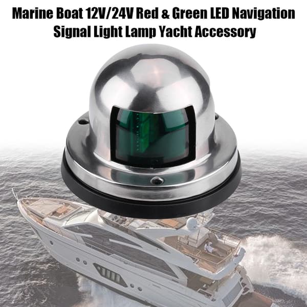 12V Marine Båd Rustfrit Stål LED Navigationssignal Lys - Rød & Grøn - Yacht Tilbehør