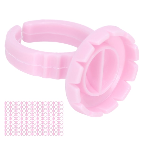 100 st Engångs Ögonfranslim Ring Kopp Ögonfransförlängning Limhållare Tillbehör Rosa