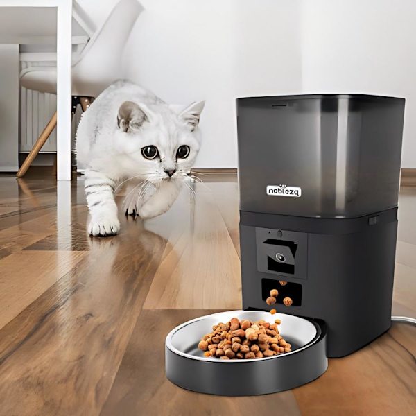 Smart Automatisk Foderautomat 6L med Kamera, 2.5W, Appkontroll för Hundar och Katter