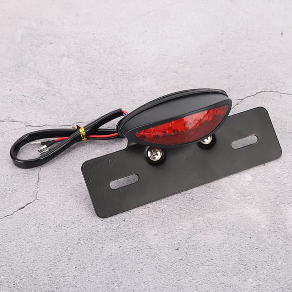 Motorcykel Oval Retro LED Bagbremse Baglygte Nummerpladelygte Passer til Honda (Rødt Dæksel)