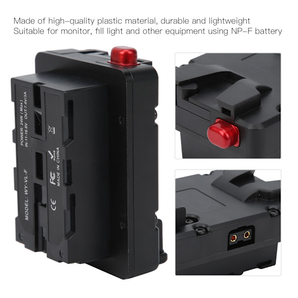 V-Mount batteri til NPF-adapter VLock Dtap batteripladeadapter til skærmfyldningslys