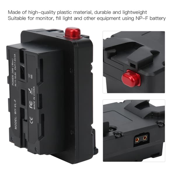 V-Mount batteri till NPF-adapter VLock Dtap batteriplattaadapter för bildskärmsfyllningsljus