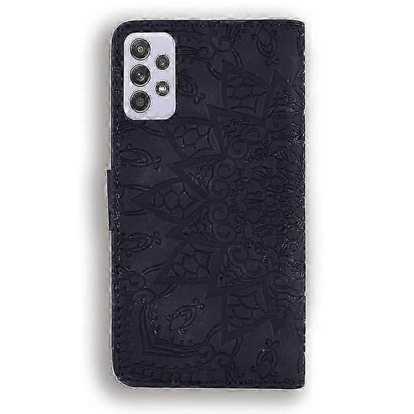 Plånboksfodral för Samsung Galaxy A52/A52S Premium PU-läder Flip Cover Mandala -XN Black