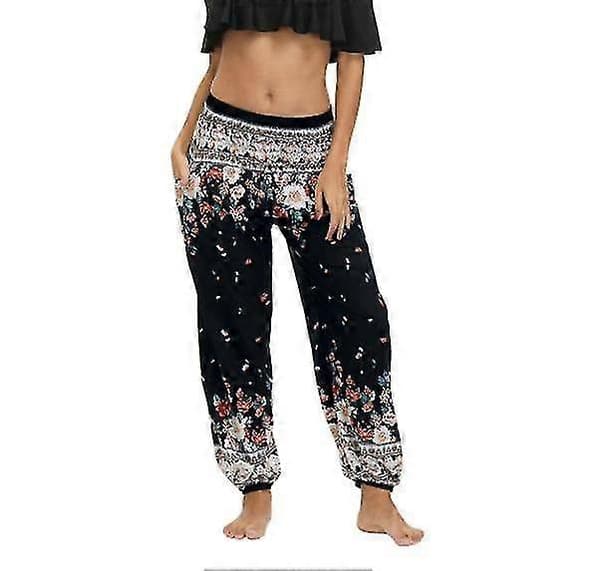 【03】Dame Harem Bukser, Højtaljede Yoga Boho Bukser Med Lommer style 2