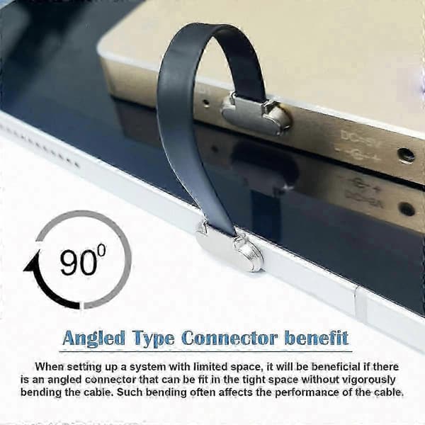 UC-170-0.07M 75mm Vinklet USB-C til USB-C Ultra Slankt Fladt USB2.0 Datakabel 65W Hurtig Opladerkabel til L
