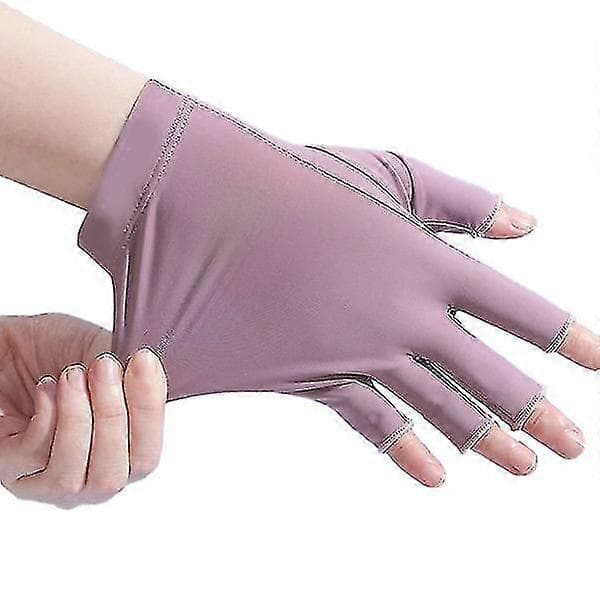 Damhandskar Sommar Dam Anti-UV Solskydd Ice Silk Tunna Handskar Mesh Andningsbara Körhandskar Black