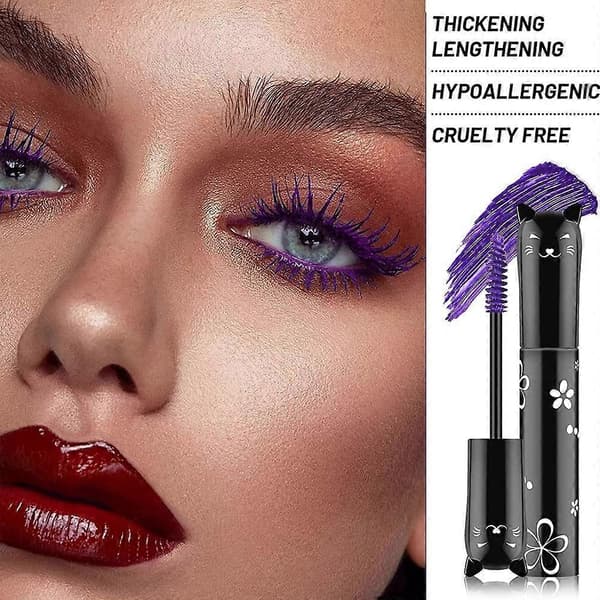 【03】Farverig Mascara, Vandtæt Langtidsholdbar Tyk Mascara (Lilla)