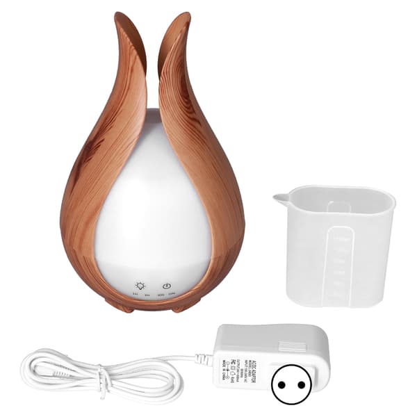 Aromaterapi Luftfuktare 200ml 100V till 240V Ljus Trästruktur Diffuser med LED-lampor EU-kontakt