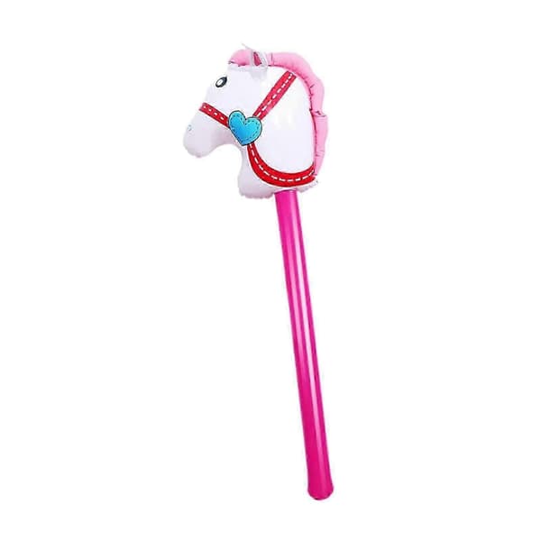 Oppustelig kæphest med dejligt hestehoved til cowboy-kostumefester pink