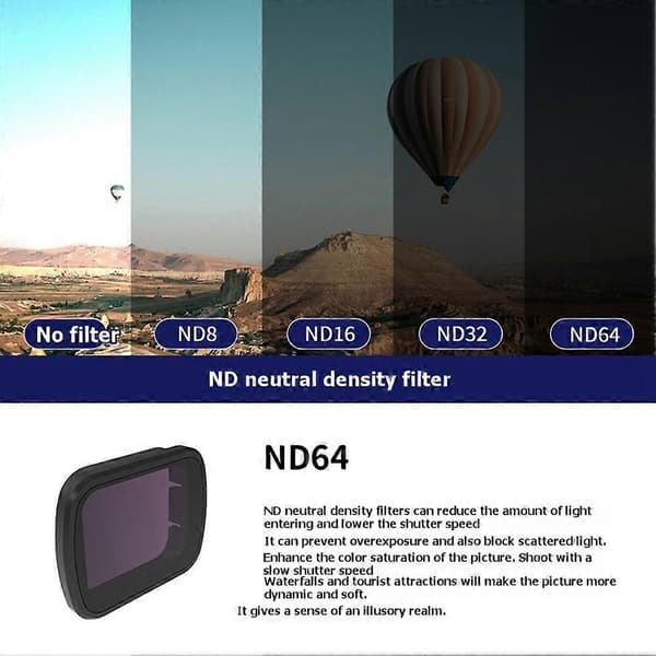 Til DJI Lito X1-filter CPL/ND8/ND16/ND32/ND128-filter Ridsefast, stænktæt HD-filter E Black Nd64