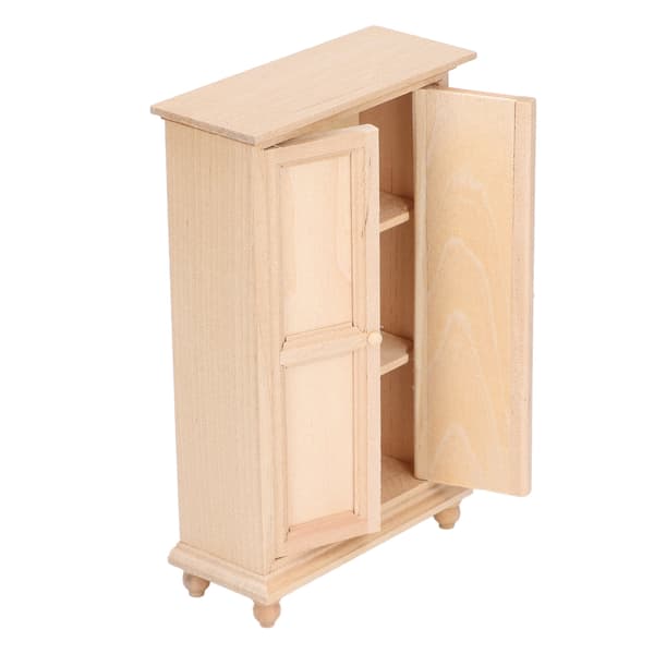 1:12 Dockskåpsgarderob Trä Miniatyr Sovrum Vardagsrum Scen Dubbeldörrs Skåp Möbeltillbehör